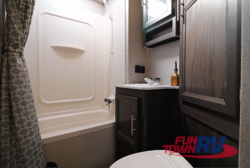 bathroom in kodiak travel trailer