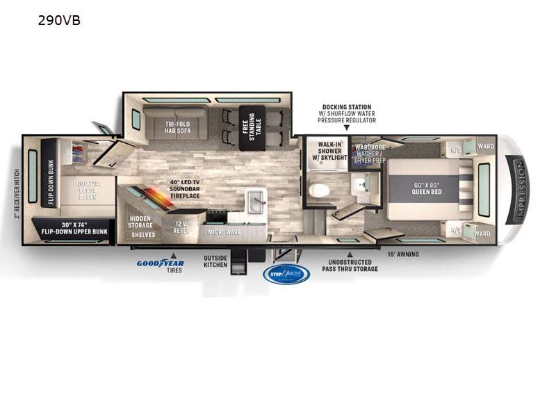 fifth wheel floor plan with rear bunkhouse