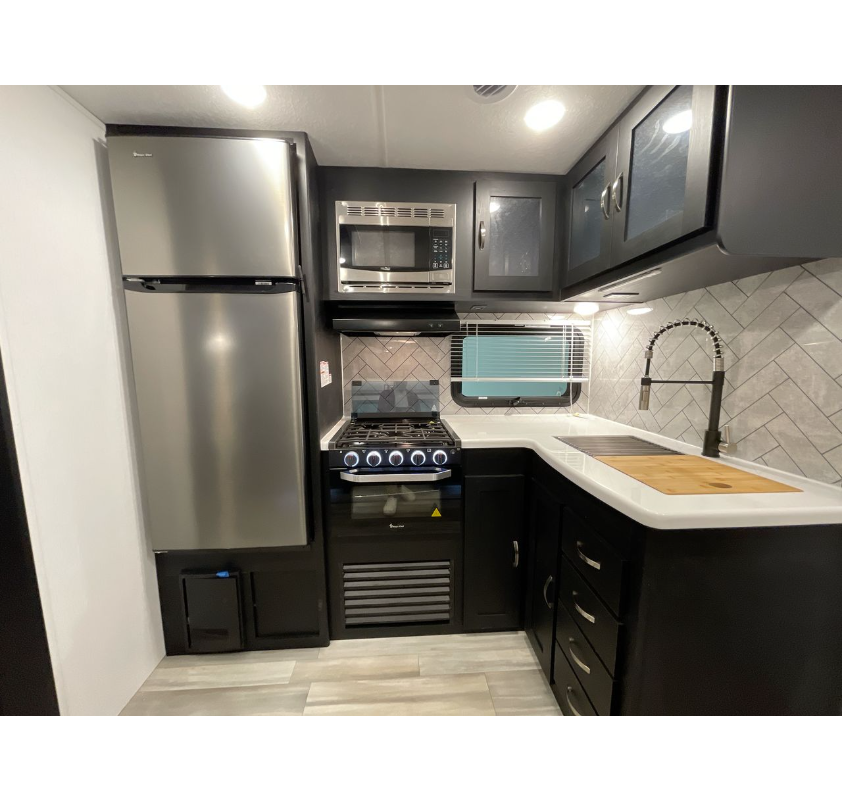 Kitchen in the Coachmen Freedom Express Liberty Edition travel trailer