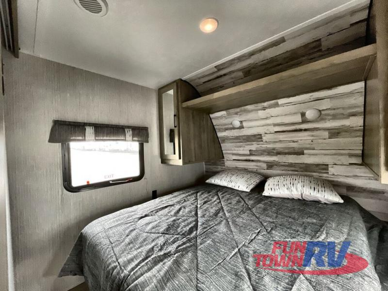 Bedroom and the Palomino Puma travel trailer